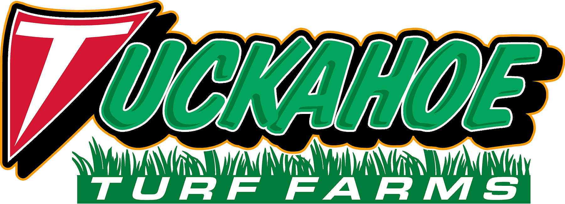 Green and red logo for Tuckahoe Turf Farms.